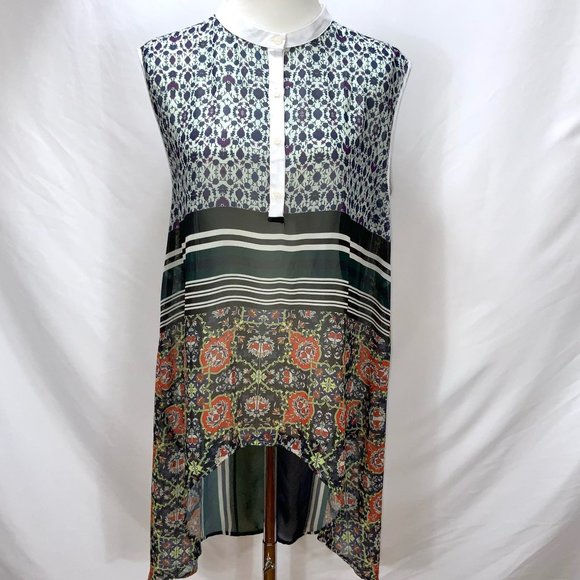 Anthropologie Clover Canyon Long Light Chiffon Top Oversized Sleeveless Tunic - Picture 2 of 11